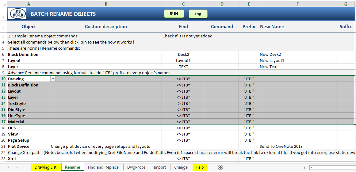 JTB Batch Change for AutoCAD - JTB World